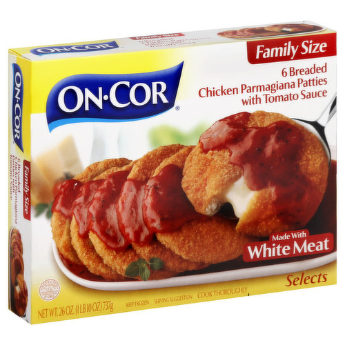 On-Cor Selects Breaded Chicken Parmagiana Patties, with Tomato Sauce, Family Size