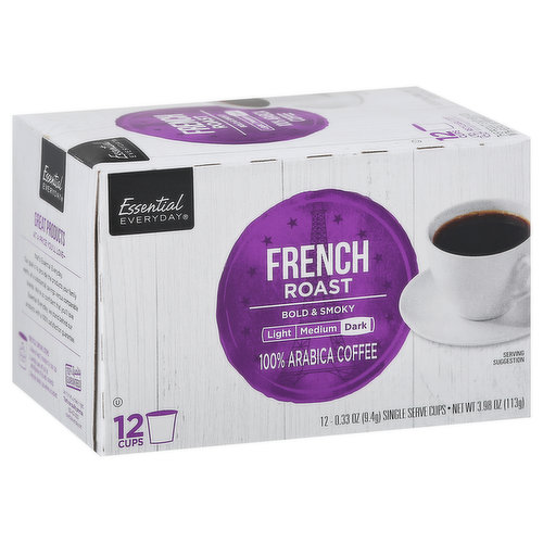 Essential Everyday Coffee, French Roast, Dark, Single Serve Cups