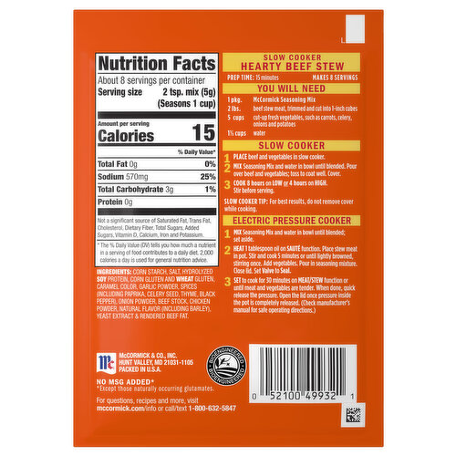 McCormick Slow Cooker Hearty Beef Stew Seasoning Mix