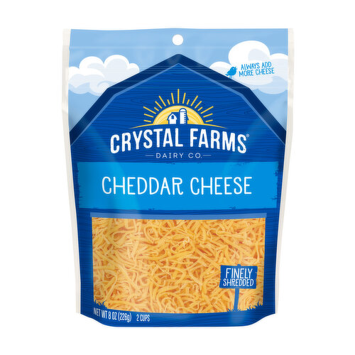 Crystal Farms Finely Shredded Cheese, Cheddar