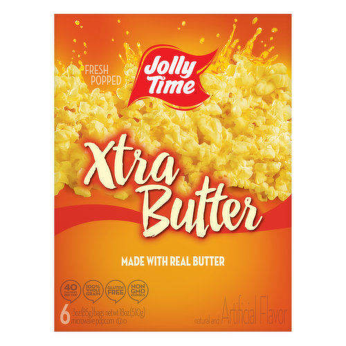 Jolly Time Popcorn, Microwave, Xtra Butter