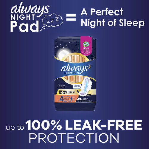 Always - Always Ultra Thin Size 4 Overnight Pads With Wings 50 Count (50  count)