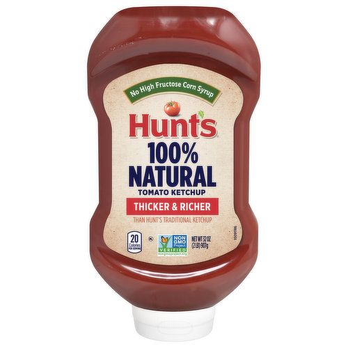 No high fructose corn syrup. 100% natural. Thicker & richer than hunt's traditional ketchup. It's that thick. Thick. Rich.
