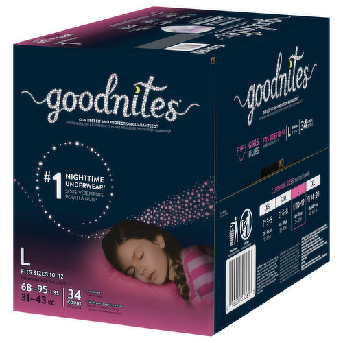 GoodNites Girls XL Nighttime Underwear 95-140+ lb - 28 ct box