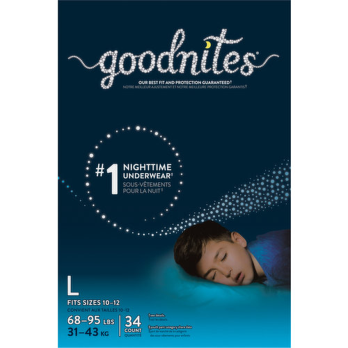 GoodNites Boy's NightTime Incontinence Underwear - Large - 34's