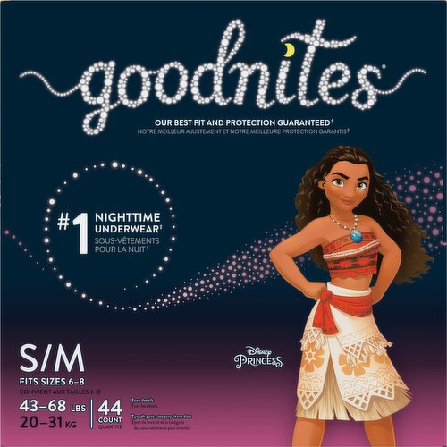 GoodNites Underwear, Nighttime, Disney Princess Moana, S/M, Girls - Super 1  Foods