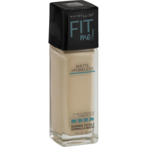 Normal to oily. For normal to oily skin-. Mattifies and refines pores. Matches natural tone. Natural, seamless finish. Questions or comments? Contact: 1-800-944-0730. www.maybelline.com. Made in USA.