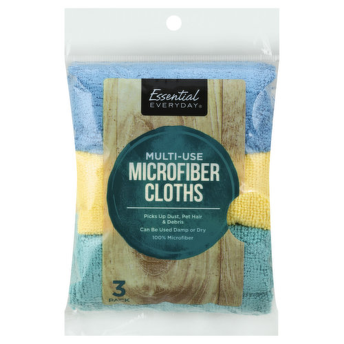 Essential Everyday Microfiber Cloths, Multi-Use, 3 Pack