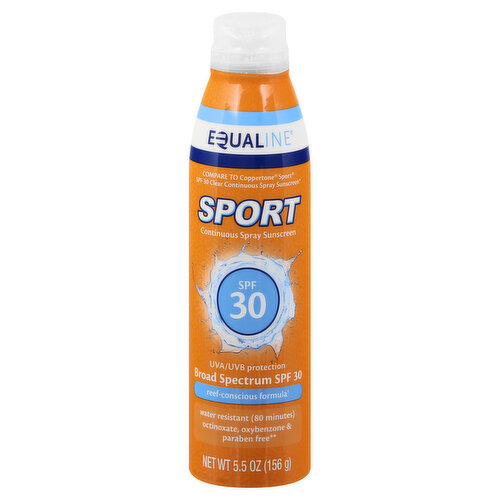 Equaline Sport Sunscreen, Continuous Spray, Broad Spectrum SPF 30