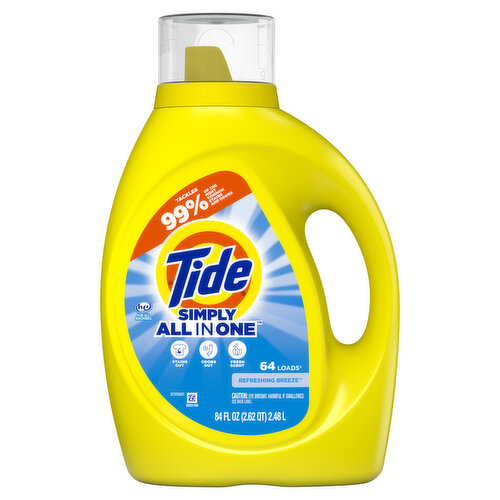 Tide Tide Simply Laundry Detergent, Refreshing Breeze, 84 oz, 64 loads