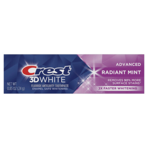 Crest 3D White 3D White Advanced Toothpaste, Radiant Mint, .85 oz