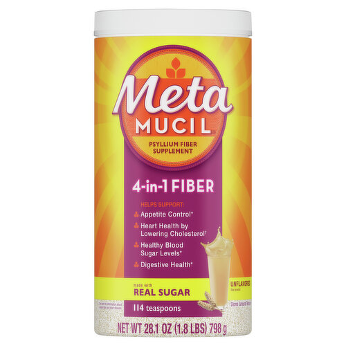Metamucil Coarse Metamucil Daily Fiber Supplement, Psyllium Husk Fiber Powder, Unflavored, 114 Ct