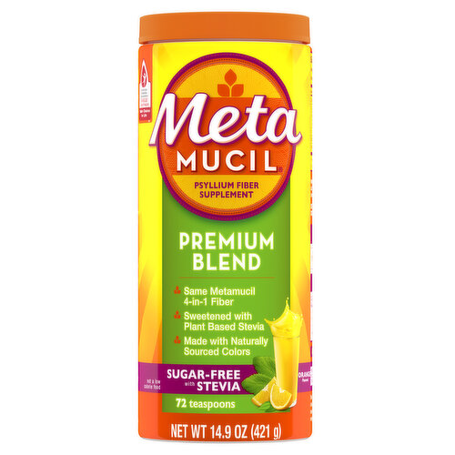 Metamucil Premium Blend Metamucil Premium Blend Daily Fiber Supplement, Psyllium Husk Fiber Powder, With Stevia, 72 Ct