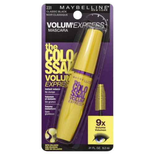 maybelline The Colossal Mascara, Washable, Classic Black 231