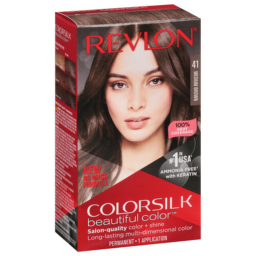 Revlon ColorSilk Beautiful Color Permanent Hair Color, Medium Brown 41