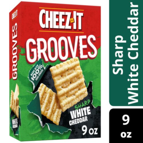 Cheez-It Grooves Crunchy Cheese Crackers, Sharp White Cheddar