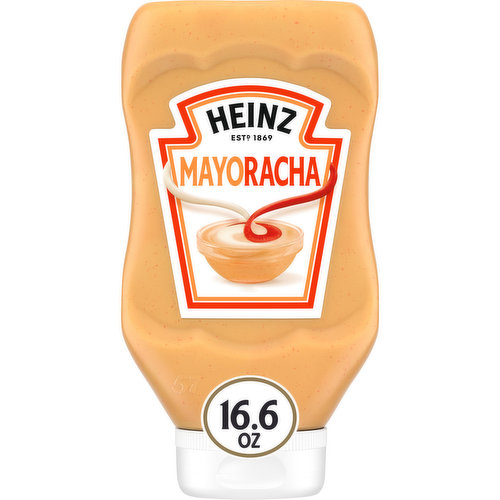 Mixing the creamy texture of mayo with the spicy kick of sriracha sauce, Heinz Mayoracha is in its own class of condiments. Heinz Mayoracha is a versatile dipping sauce and perfect for all your favorite foods. It makes an excellent dip for French fries or chicken nuggets. Try using it as an alternative for regular sriracha hot sauce, ketchup, or mayonnaise on sandwiches, burgers, sushi and so much more. The 16.6-ounce squeezable, resealable bottle is easy to use and transport to picnics and dinner parties. Mayoracha Sauce boasts a special spicy mayo flavor that is sure to be a hit for all ages.