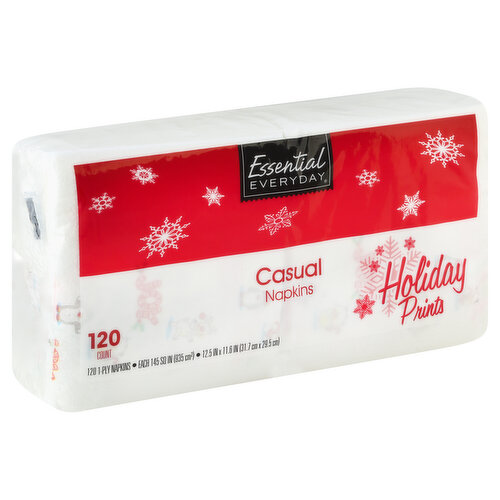 Essential Everyday Napkins, Casual, Holiday Prints, 1-Ply