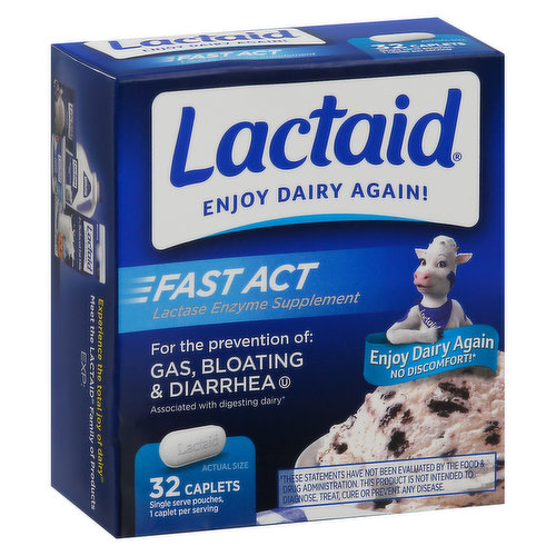 Lactase Enzyme Supplement, Fast Act, Caplets