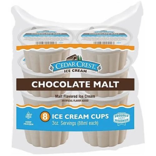 Cedar Crest Chocolate Malt Ice Cream Cups, 8 Pack