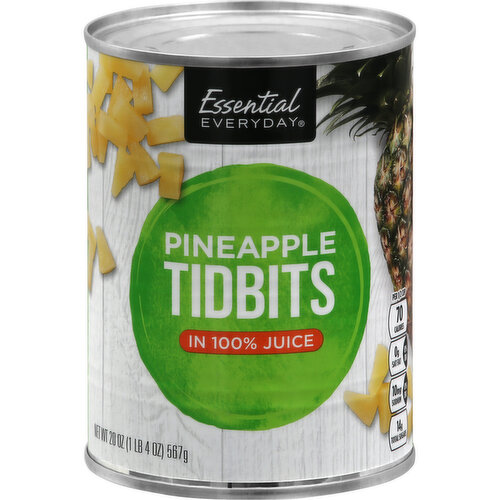 ESSENTIAL EVERYDAY Pineapple, in 100% Juice, Tidbits