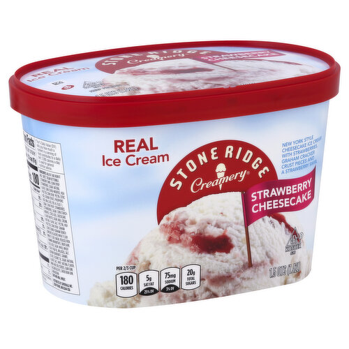 Stoneridge Creamery Ice Cream, Real, Strawberry Cheesecake