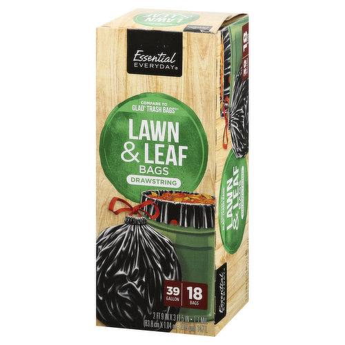 Essential Everyday Lawn and Leaf Bags 39 Gallon, Trash Bags