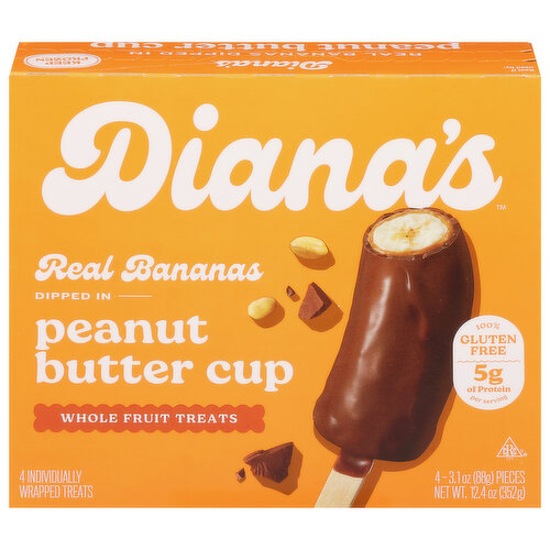 Diana's Gluten Free Peanut Butter and Milk Chocolate Frozen Fresh Fruit Banana Sticks