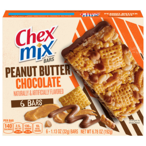 Chex Mix Peanut Butter Chocolate Treat Bars are a delicious combination of Chex pieces, pretzels, peanut butter and chocolate.