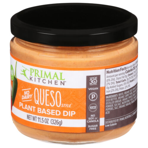 Primal Kitchen No Dairy Queso Style Plant Based Dip, Mild