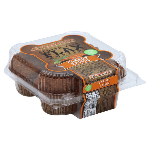 Flax4Life Muffins, Gluten Free, Flax, Carrot Raisin