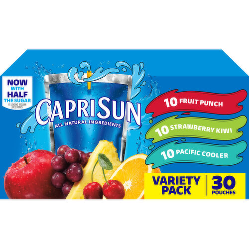 Capri Sun Fruit Punch, Strawberry Kiwi & Pacific Cooler Naturally Flavored Juice Drink Blend Variety Pack