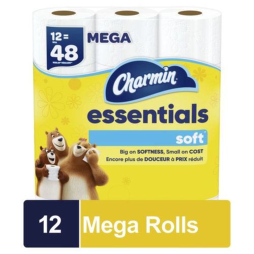 Charmin Essentials Soft Bathroom Tissue, Mega, 2-Ply