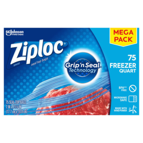Ziploc Seal Top Bags, Freezer, Quart, Mega Pack