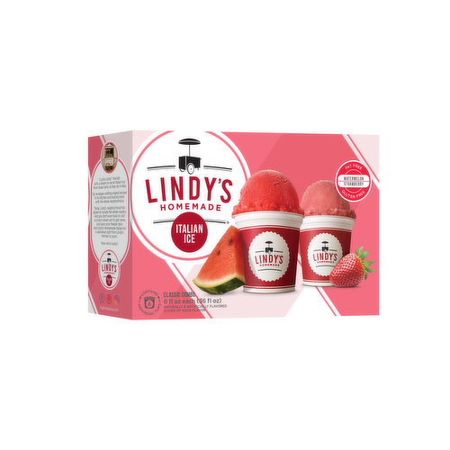 Lindy's Italian Ice Classic Combo, Watermelon & Strawberry