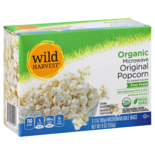 Wild Harvest Microwave Popcorn, Organic, Original