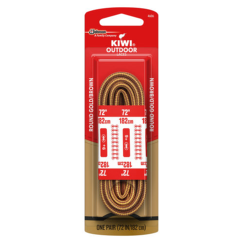 Kiwi Outdoor Laces, Round, Gold/Brown, 72 Inches