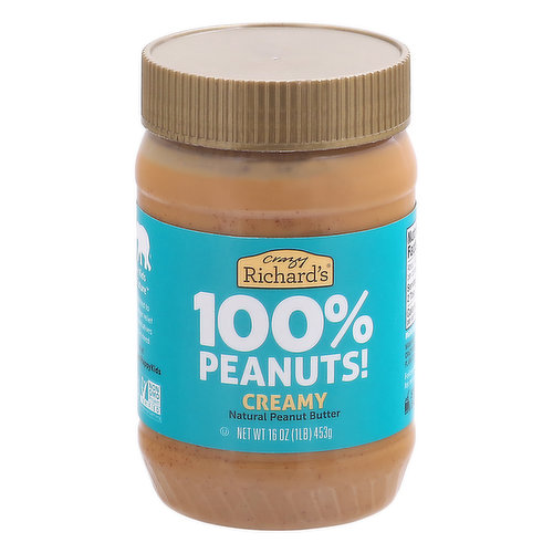 100% peanuts! Plant-based. Peanut oil separates naturally. Peanut oil separates naturally. Certified B Corporation. Women Owned. Healthy Kids Happy Future: We are committed to supporting hunger relief programs and initiatives for all families in need. Learn more at crazyrichards.com/HappyKids.