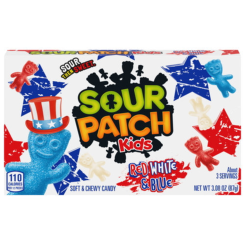 Sour Patch Kids Candy, Soft & Chewy, Red White & Blue
