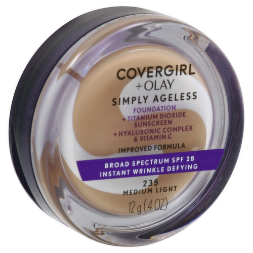CoverGirl + Olay Simply Ageless Instant Wrinkle Defying, Medium Light 235, Broad Spectrum SPF 28