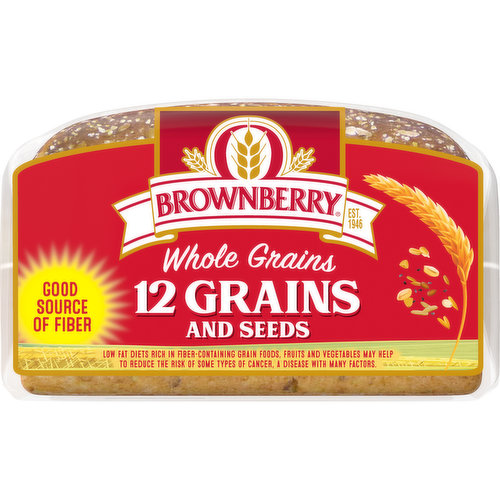 Brownberry 12 Grain bread is baked with whole wheat and real hearty sunflower seeds, oats, barley, and brown rice. Brownberry bread is free from artificial preservatives, colors and flavors with No Added Nonsense.
