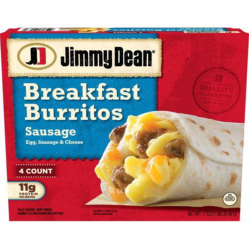 Jimmy Dean Jimmy Dean Breakfast Burritos with Egg, Sausage, and Cheese, Frozen, 4 Count