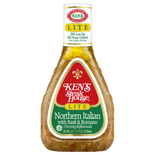 Ken's Steak House Dressing & Marinade, Northern Italian with Basil & Romano, Lite