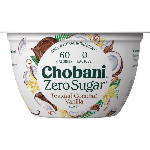 Chobani Yogurt, Zero Sugar, Toasted Coconut Vanilla Flavor