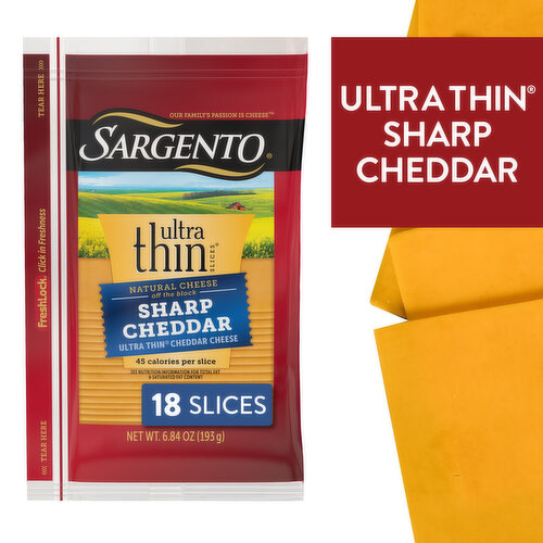 SARGENTO Sargento® Sharp Natural Cheddar Cheese Ultra Thin® Slices, 18 slices