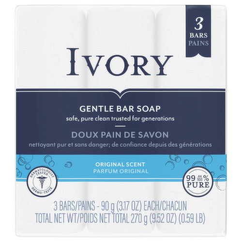 Ivory Bar Soap, Gentle, Original Scent