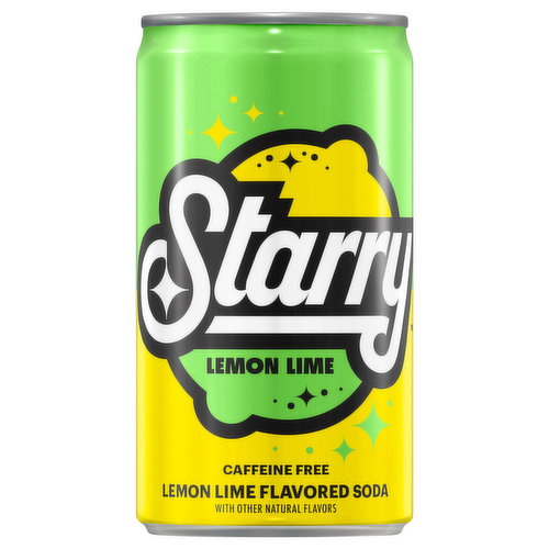 Starry Lemon Lime Soda, Caffeine Free, Mini Cans