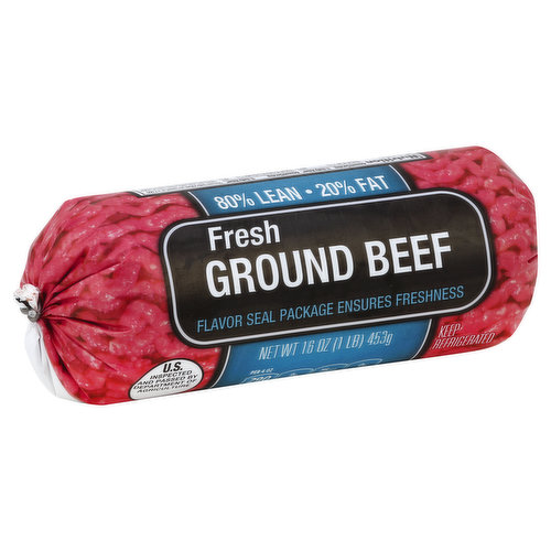 80% lean/20% fat. Fresh. Flavor seal package ensures freshness. US inspected and passed by Department of Agriculture. Per 4 oz: 290 calories; 9 g sat fat (45% SV); 75 mg sodium (3%); 0 g sugars. Our product is packaged in this wrapper to protect its freshness, natural juices and flavor. When you first open this package, you will notice a dark color. This is the natural color of the meat until its exposed to air. Once air reaches the meat, you'll notice it blooms to a bright cherry red. 877-932-7948; supervaluprivatebrands.com. Product of USA.