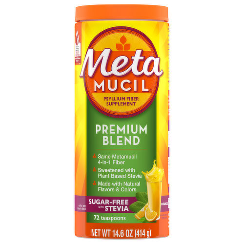Meta Mucil Fiber Powder, Sugar-Free, Orange, Premium Blend, with Stevia