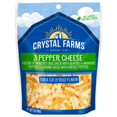 Crystal Farms Cheese, 3 Pepper Cheese, Thick Cut